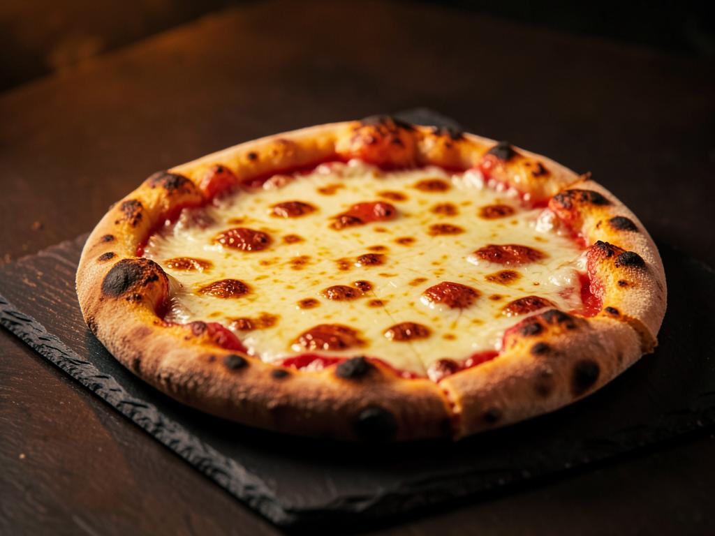 Wood-fired Santa pizza with blistered crust